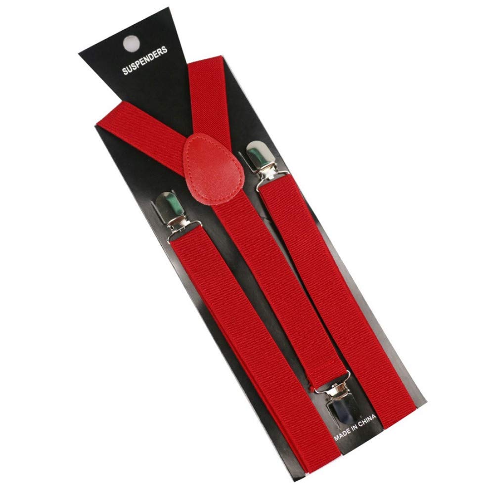YMXBSBDBraces 1 Inch Wide Male Red Navy Yellow Y Back Clip On Braces Elastic Unisex Suspender Men Women