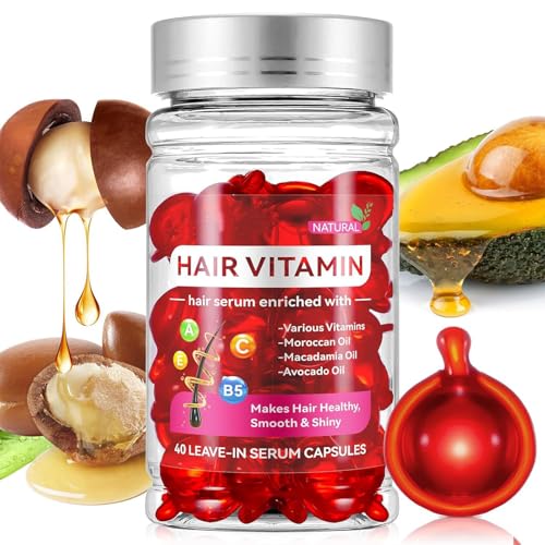 Hair Treatment Serum - 40pcs Hair Vitamins - Enriched with Moroccan Oil, Avocado Oil, Vitamin A, C, E, B5 - Restores Dry Frizzy Hair - Hydrates & Repair Damaged and Smooth Shiny Hair