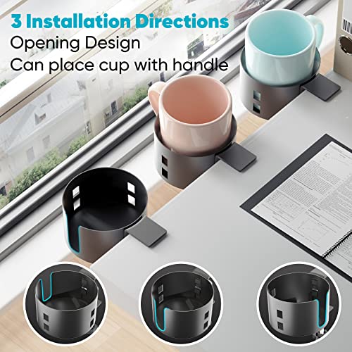Large Desk Cup Holder, Yyp Anti-Spill Cup Holder For Desk Or Table, Sturdy And Durable, Easy To Install, Enough To Hold Coffee Cups, Water Bottles, Pencil Pen Holder,Black #TOP2