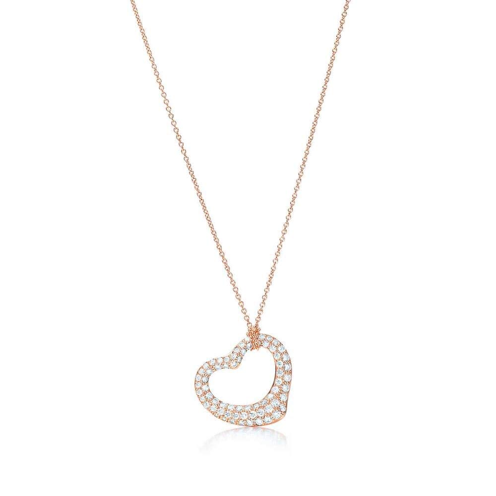 Collier argent sterling 925 or rose pendentif fleur pavé diamant