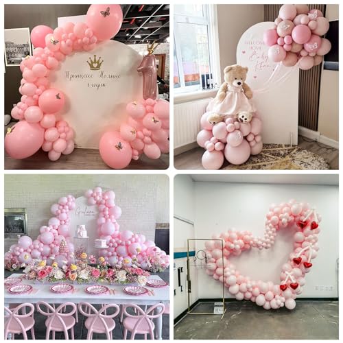 Image of Jobkoo Pastel Pink Balloons - 30 Pcs, 12 Inch, Light Pink, Helium, Baby Shower, Princess Birthday Party Decorations
