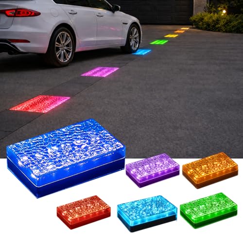 SHONELIGHTING Solar Paver Lights, 6x9 Outdoor Waterproof, RGBW, 6 Pack