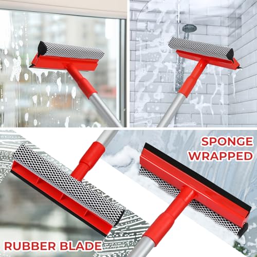 Image of MAVRIZ Windshield Cleaner Tool 2 in 1 Car Window Squeegee with Extendable Handle (18 inch-28.5 inch) Window Cleaner with Squeegee and Sponge for Shower, Glass Cleaning