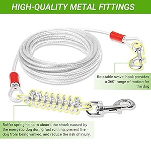 Dog Tie Out Cable and Stake - 15/20/30 FT Long Dog Leash for Training, Playing in The Yard, Camping Outdoor - Heavy Duty Proof Rust Stake and Dog Runner Cable for Medium Large Dogs Dog Tie Out Cable and Stake – 15/20/30 FT Long Dog Leash for Training, Playing in The Yard, Camping Outdoor – Heavy Duty Proof Rust Stake and Dog Runner Cable for Medium Large Dogs