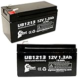 2X Pack - UB1213 Universal Sealed Lead Acid Battery Replacement (12V, 1.3Ah, 1300mAh, F1 Terminal, AGM, SLA) - Includes 4 F1 to F2 Terminal Adapters - Compatible w/CSB/Prism GH1213, Werker WKA12-1.3F