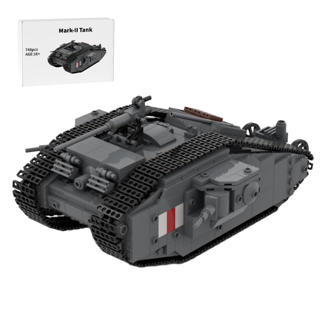 Mark II Tank Building Block Set, WWI Military Model Assembly Kit (748PCS)