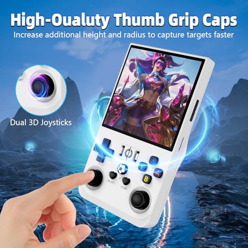 Image of R36MAX Retro Gaming Console, Retro Handheld Games Console with 64GB TF Card, Portable Hand Held Open Source Linux System, 4.0 inch IPS HD Screen Video Game Consoles, 4000mAh Battery (Light White)