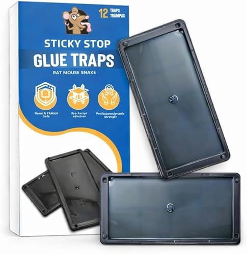 Trampas de pegamento para interiores para el hogar, paquete de 12, trampas de pegamento a granel para ratas, ratones, serpientes y lagartos, no