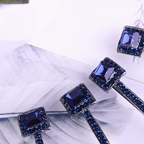 Leorx Crystal Hair Pins 4Pcs Vintage Rhinestone Hair Bobby Pins Sapphire Geometric Hair Clip For Women (Square) #TOP4