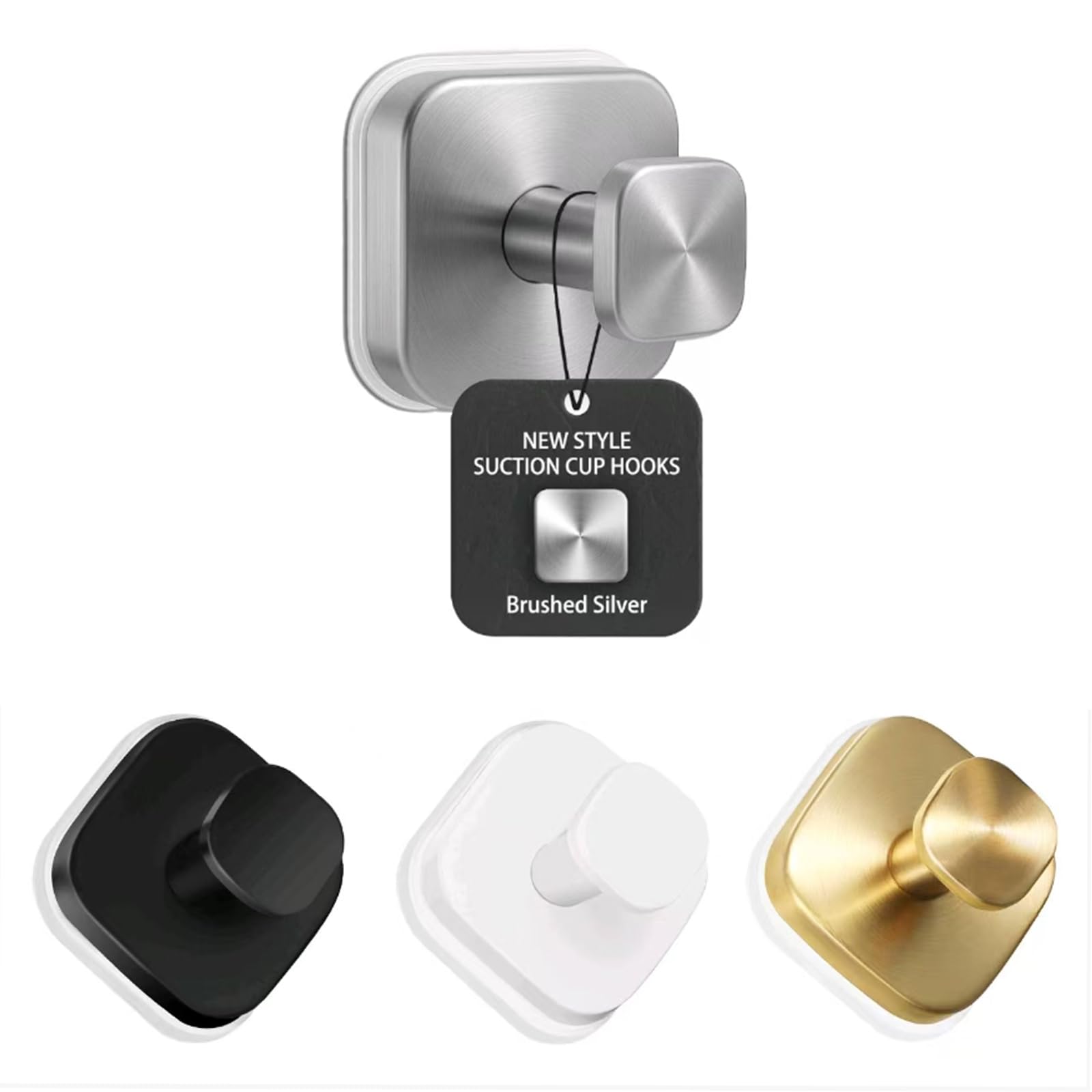 4 Pack Stainless Steel Suction Cup Hooks for Shower Removable No Drill Towel Hooks for Bathroom Glass Door — view 9