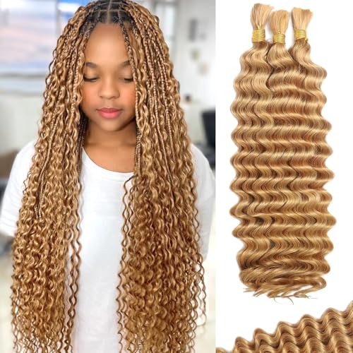 Bizvus 22inch Human Braiding Hair for Boho Braids 110g Deep