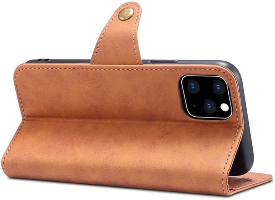 Étui en cuir iPhone 12 marron, housse à clapet chic avec support - 3
