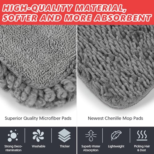 Image of HOMTOYOU Dust Mop for Hardwood Floors: Microfiber Spray Mop for Cleaning | 3 Pcs Washable Reusable Pads, 1Pcs 400+ML Refillable Bottle, 360-Degree Swivel Mop, Red & Gray