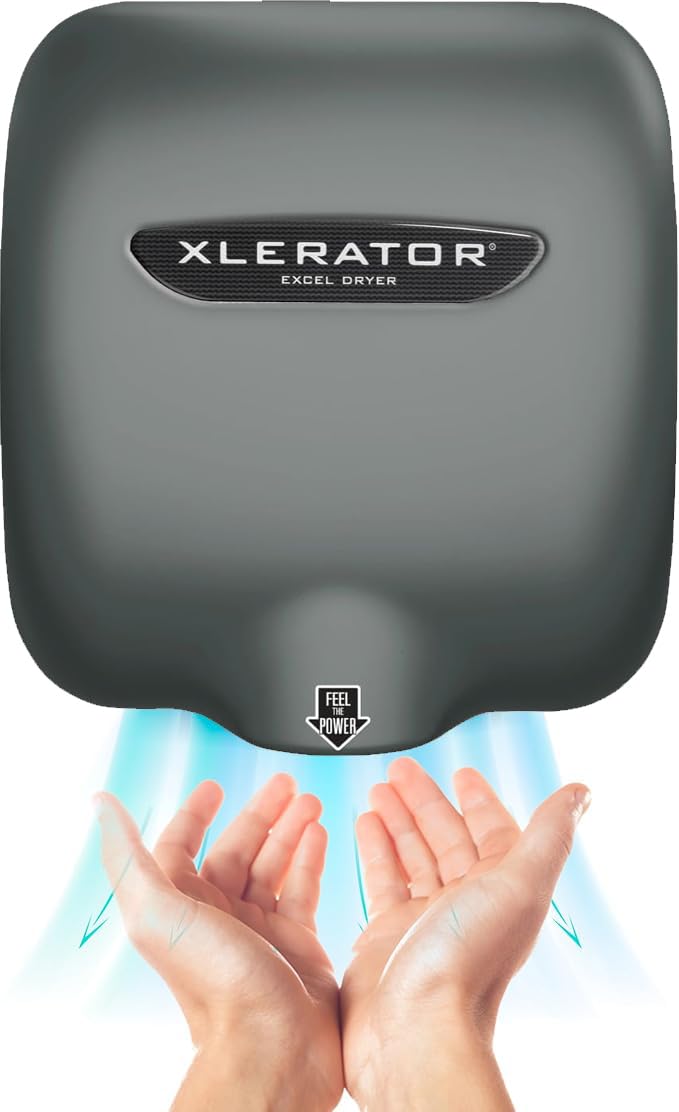 XLERATOR XL-SP Automatic High Speed Hand Dryer with Gray Cover and 1.1 Noise Reduction Nozzle, 12.5 A, 110/120 V (Gray)