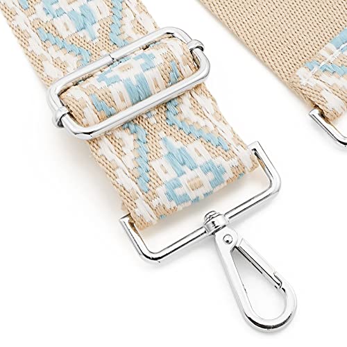 Image of Silvery Buckles Wide Shoulder Strap Adjustable Replacement Belt Crossbody Canvas Bag Handbag