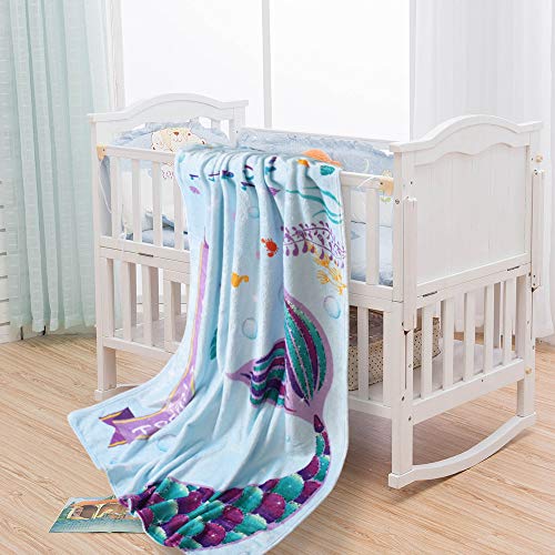 Wernnsai Mermaid Baby Milestone Blanket - Fleece Weekly Monthly Blankets For Girls Newborn Infant Baby Shower Birthday Xmas Gift Photography Background Prop , 60” × 40” #TOP2