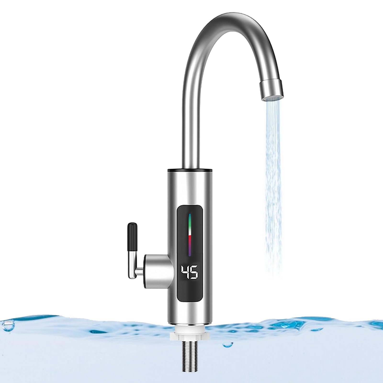 Instant Hot Water Tap, Stainless Steel Water Heater Tap Supply Hot and Cold Water Faucet with LED Digital Display for Kitchen Bathroom(220V 3000W, UK Plug)