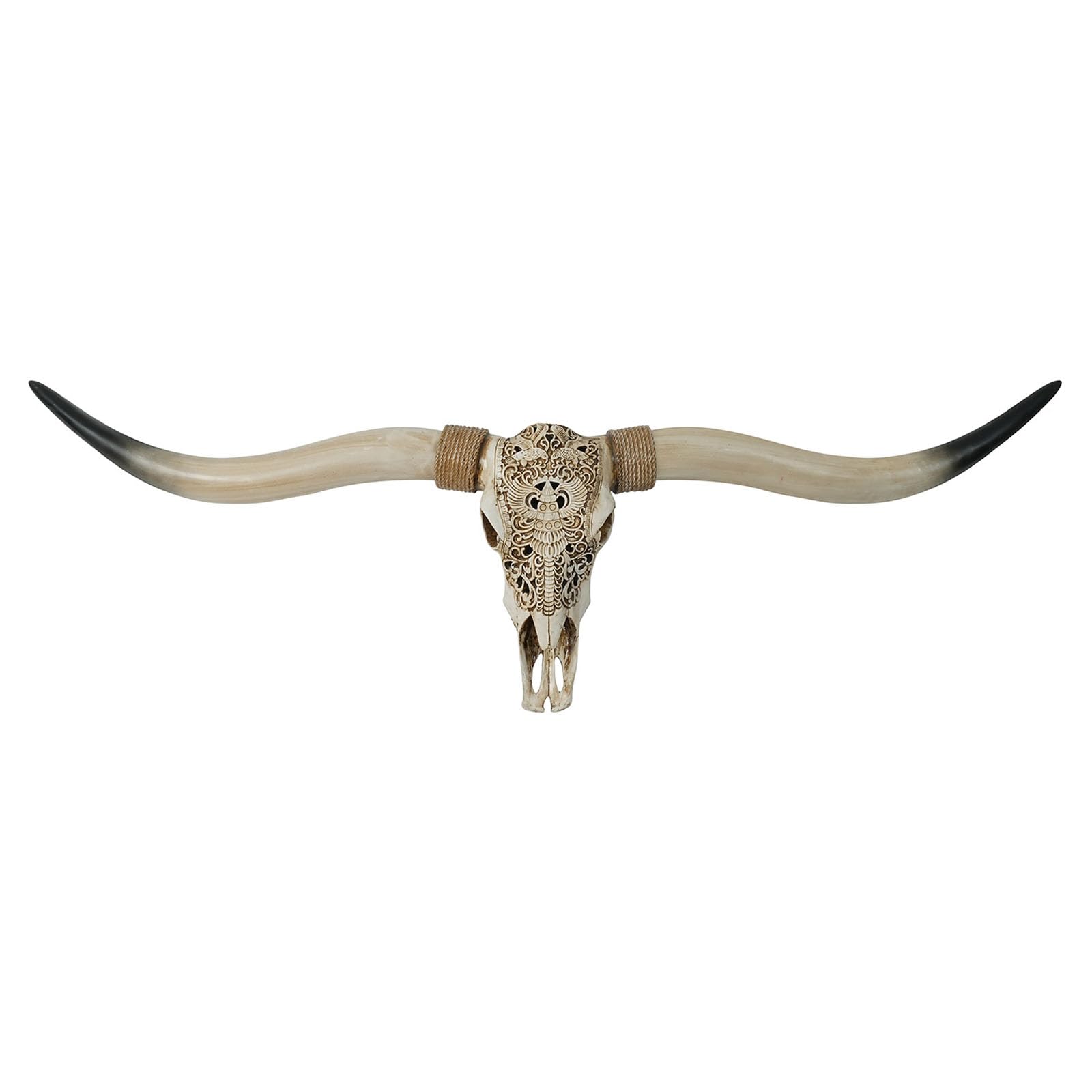 XUHCLY Long Horns Wall Decor,Animal Longhorn Skull,Cow Resin Animal Head Wall Decor,Faux Taxidermy Medieval Decorations(Size:162x15.5x58cm,Color:B-Retro White)