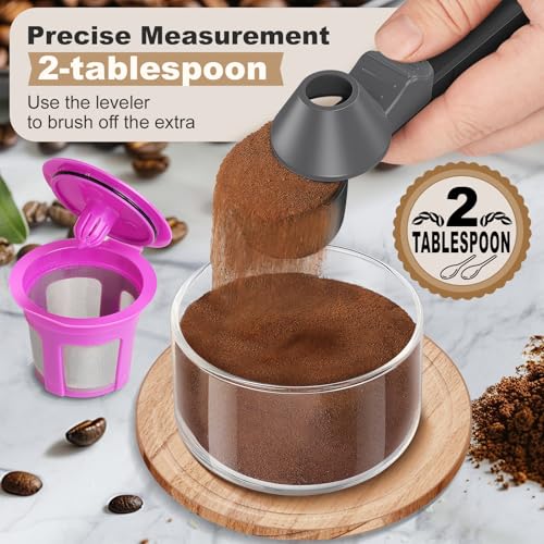 Image of Coffee Scoop & Funnel for Reusable K Cup Refillable Coffee Pods, Coffee Measuring Spoon 2 Tablespoon Capacity, Scoop with Funnel for Ground Coffee, Protein Powder, Tea (Black&gray, 2 Pack)