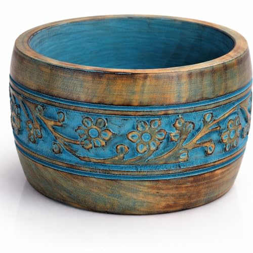 Handmade Wooden Snack Serving & Key Bowl, Decorative Countertop, 5 x 3 Inch