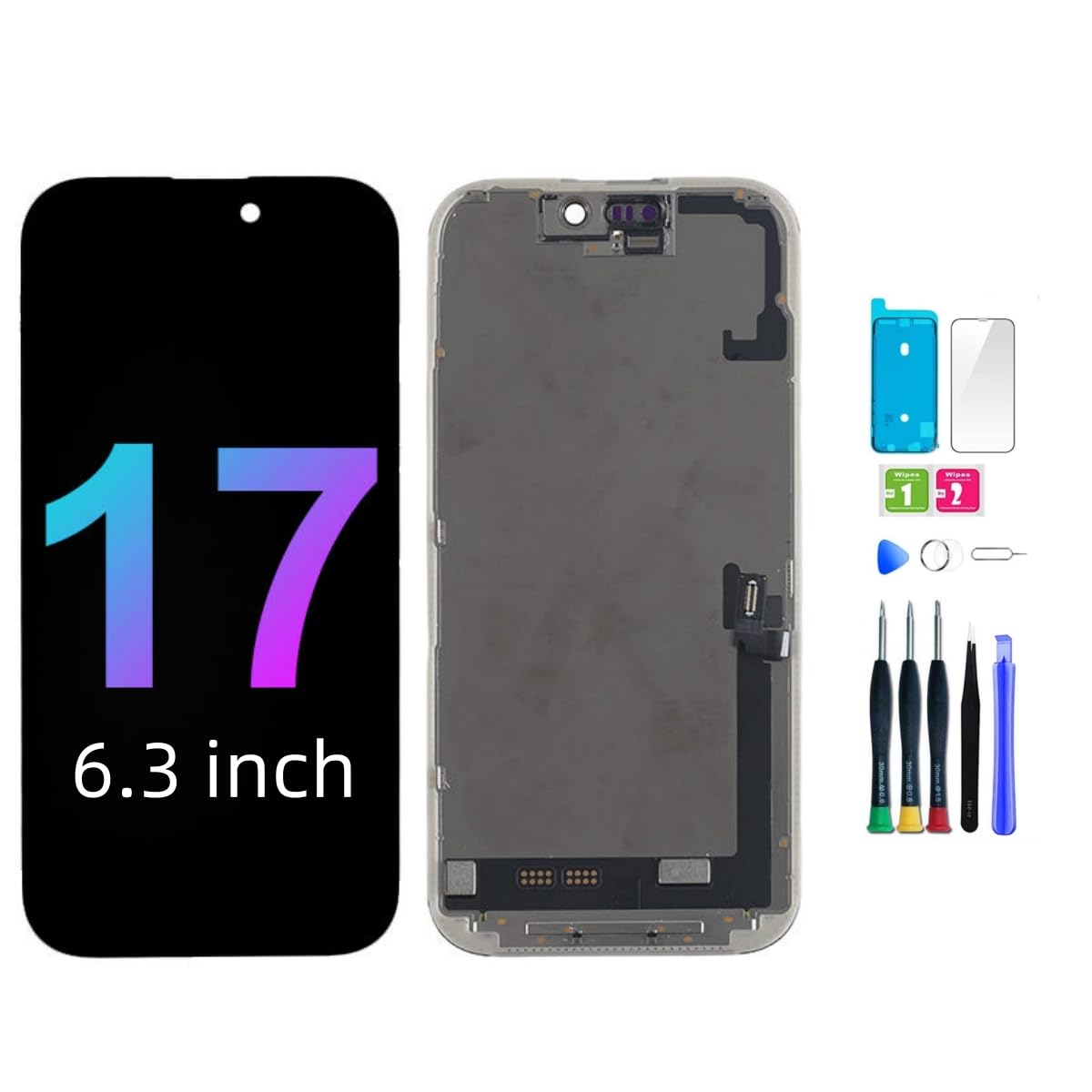 dla iPhone 17 Wymiana ekranu dla iPhone 17 Ekran LCD A3520, A3258, A3519, A3521 3D Wyświetlacz dotykowy Części naprawcze do montażu cyfryzacji