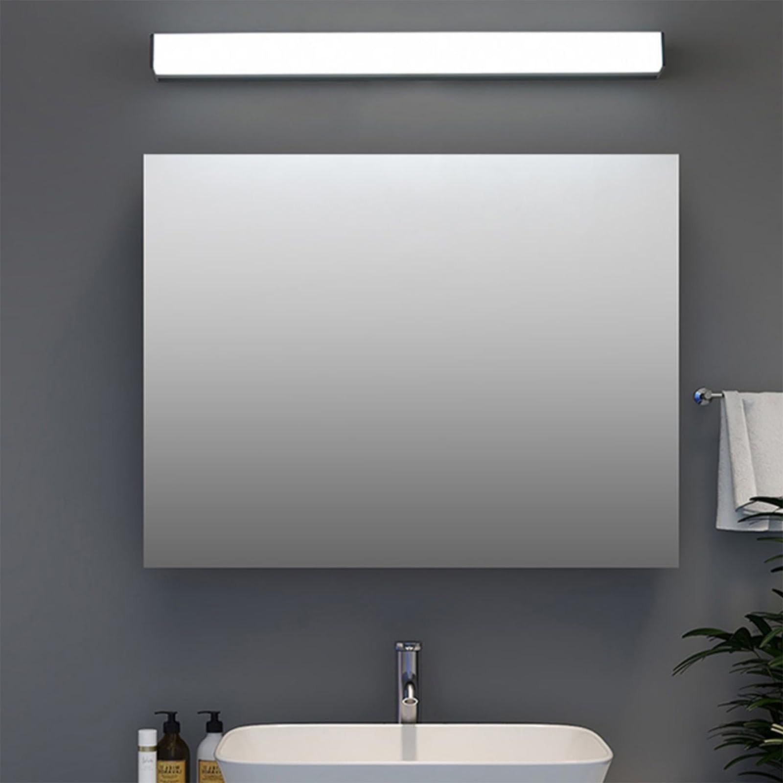 Applique da parete a LED per specchio del bagno, impermeabile IP44, luce calda/fredda, 3000 K/6500 K, ideale per armadietto, toeletta, doccia, camera da letto, soggiorno, hotel (nero)