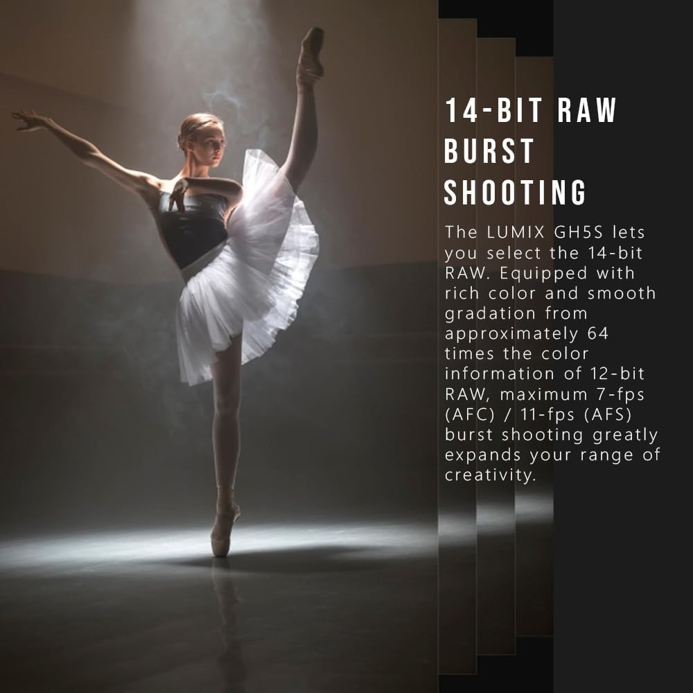 PANASONIC LUMIX GH5s Body C4K Mirrorless Camera, High Sensitivity MOS Multi-Aspect 10.2 Megapixels Sensor, C4K / 4K UHD 422 10-bit, DC-GH5S (Certified Refurbished)