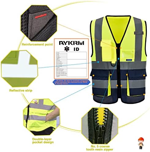 AYKRM 21 Farbige Sicherheitsweste mit Taschen