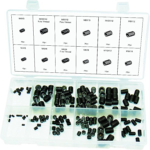 Swordfish 31441 Metric Hex Head Set Screw Grub Assortment, 200 Piece