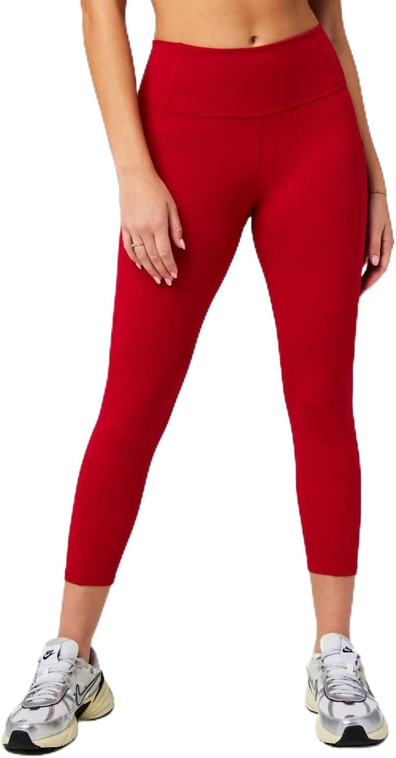 Fabletics Women's Oasis PureLuxe High-Waisted 7/8 Legging, Light Compression, Buttery Soft, XL, Holly Berry