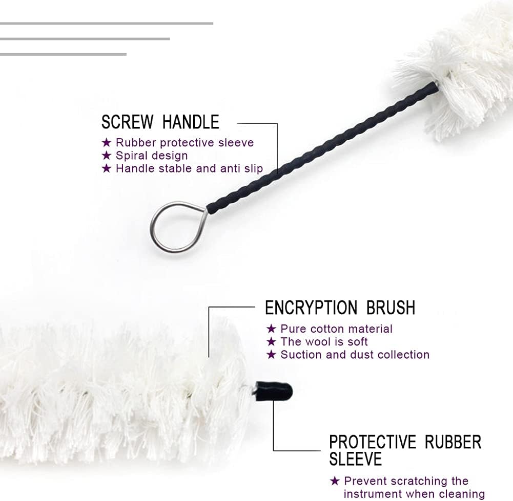 ZBY Flute Cotton Cleaning Brush Kit Includes 1 Pcs Flute Cotton Cleaning Brush Swab, 1 Pcs Dust Brush,1 Pieces Screwdriver for Flute Repair and Cleaning,1 Pair Cotton Gloves and 1Pcs Cleaning Cloth : Musical Instruments