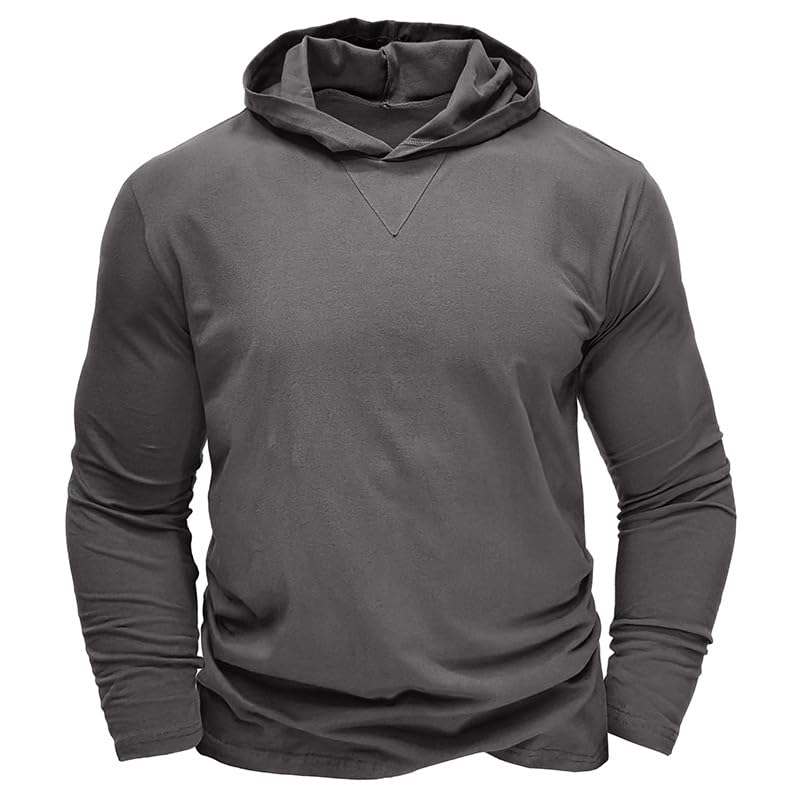 Fashion Men's Lightweight Hoodie Athletic Gym Workout Long Sleeve Pullover Sport Solid Sweatshirt2