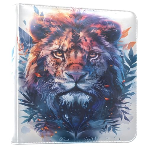 JIPONI Lion Head Magic Large Photo Album, DIY Leather Cover Scrapbook Albums for 4x6 5x7 6x8 Pictures, Self Adhesive Memory Book for Wedding, Baby, Family