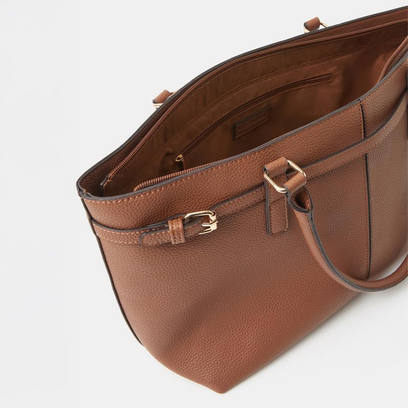 Image of Accessorize London Women's Brown Buckle Strap Tote Bag | Hand bags for women stylish | Shoulder bag for woman latest | Purse for women handbag