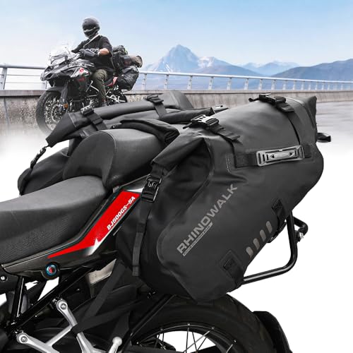 Rhinowalk Bolsas de Sillín de Motocicleta Impermeables Anti Vibración Bolsas Laterales de Hombro 28L(14L*2) para la mayoría de los bastidores de Motocicletas Deportivas, 1 Par