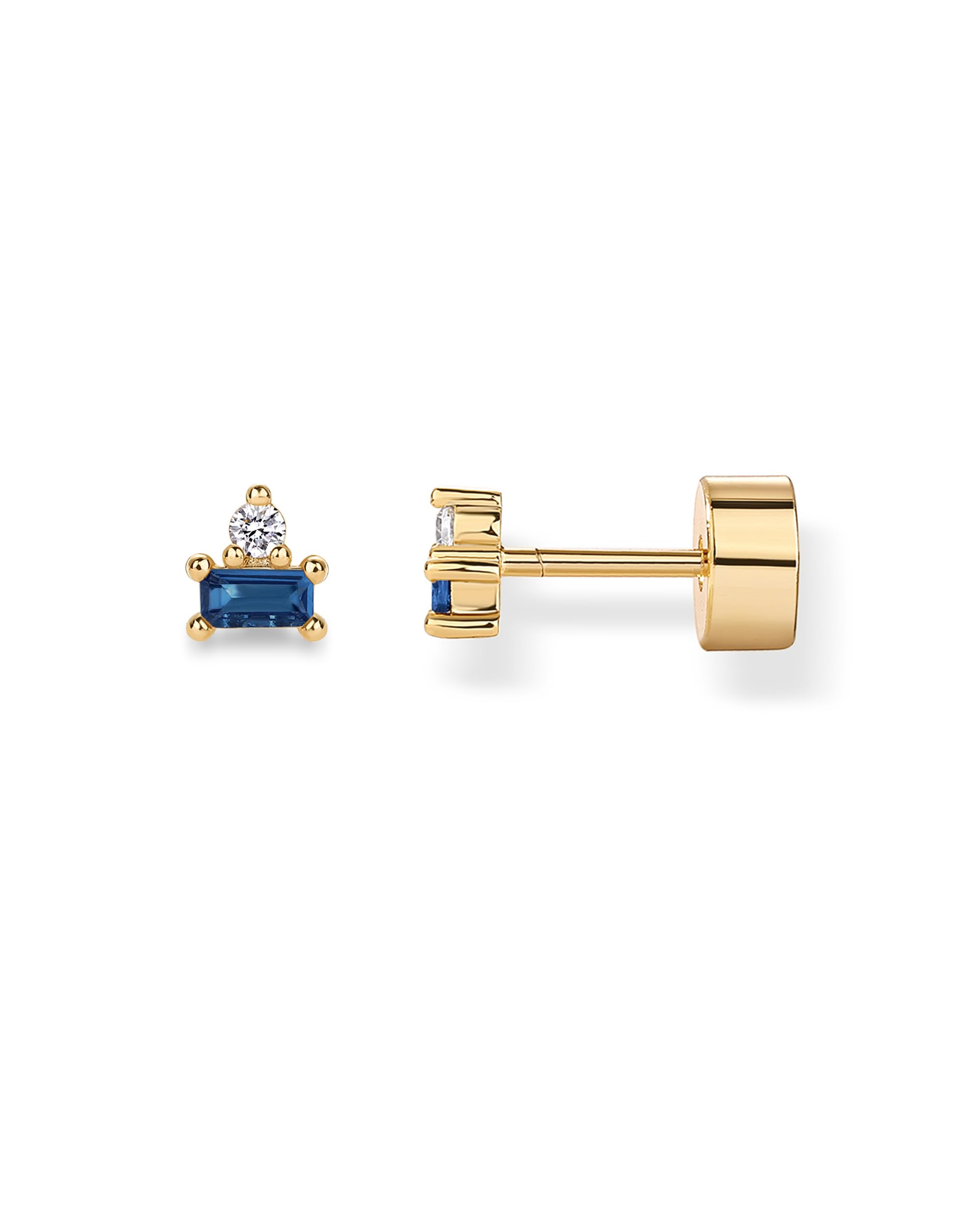 PAVOI 14K Gold Plated Dainty Birthstone Flatback Stud Earrings for Women