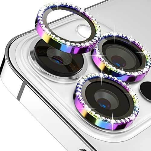 Design for iPhone 14 Pro 6.1/iPhone 14 Pro Max 6.7 Camera Lens Protector Bling,ICARERFAMILY Ultra HD Clear Tempered Glass Diamond Camera Lens Protection Cover