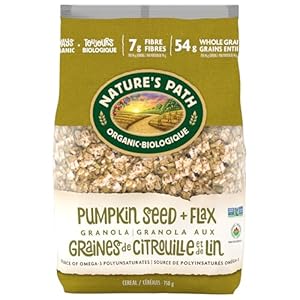 Nature’s Path Organic Pumpkin Seed + Flax Granola, 750 g (Pack of 6), Non-GMO, Earth Friendly Packaging