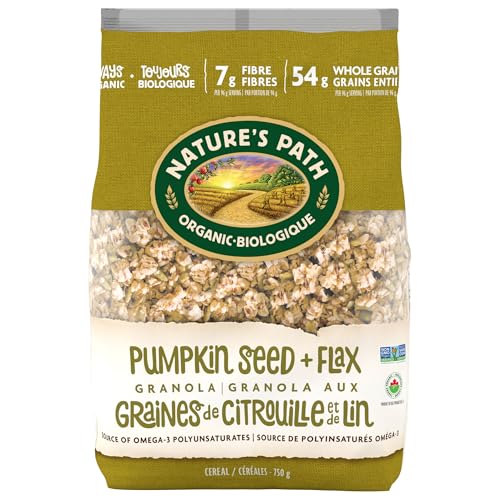 Nature’s Path Organic Pumpkin Seed + Flax Granola, 750 g (Pack of 6), Non-GMO, Earth Friendly Packaging