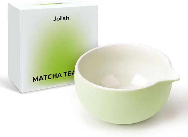Joiish Traditional Matcha Bowl with Spout - Ceramic Chawan for Matcha Green Tea (18 oz)