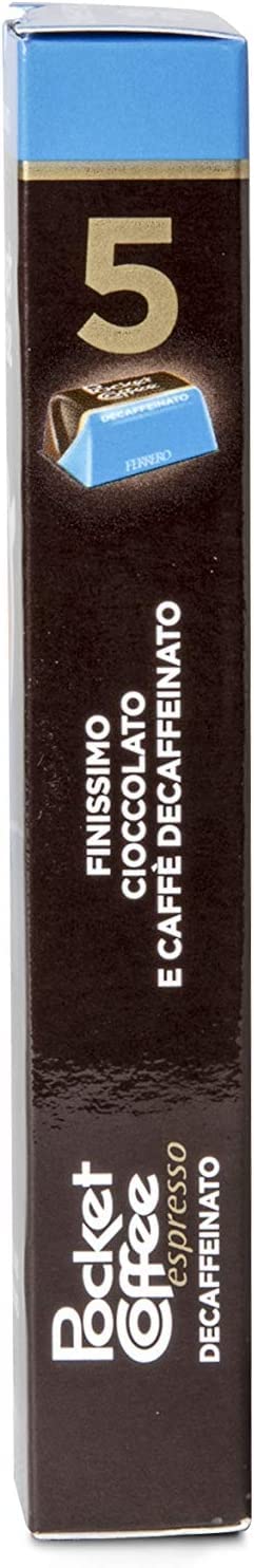 Pocket Coffee espresso - Café de café con líquido descafeinado DEK Espresso, leche fina y chocolate semiamargo, 5 bombones, 625 g