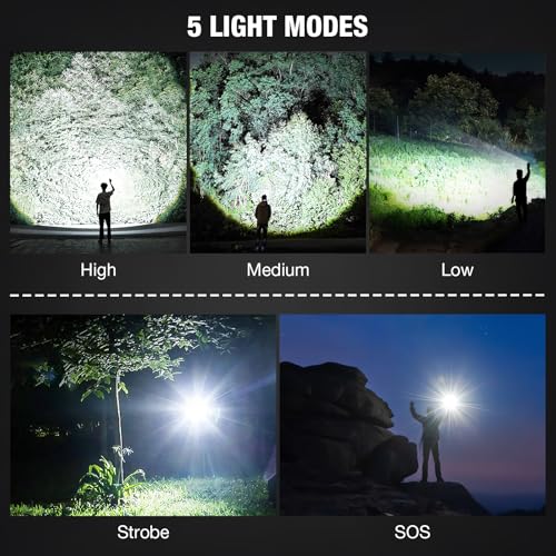 Rechargeable Flashlights 90000 High Lumens - 2 Pack, Super Bright LED Flashlight Rechargeable with 5 Light Modes, High Powered & IPX7 Waterproof Flash Light for Camping, Home - Image 5