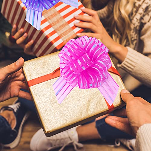 8 Pack Organza Pull Bow Gift Wrapping Bows, Multicolor Christmas Ribbon Pull Bows For Wedding Gift Baskets, Party Gift Wrap Bows, New Year Presents Decorating Bows 6 Inch Diameter #TOP4