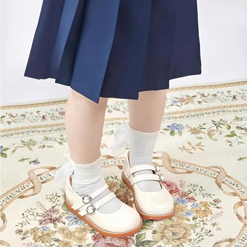 Image of Flaryzone Toddler Little Girl Mary Jane School Uniform Oxfords Flat Dress Shoes