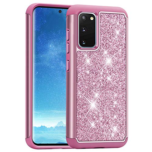 J&D Compatible pour Samsung Galaxy S20 Coque, [Scintillant] [ArmorBox] [Double Couche] Scintillant Coque de Protection Robuste Antichoc et Hybride pour Galaxy S20 - Rose