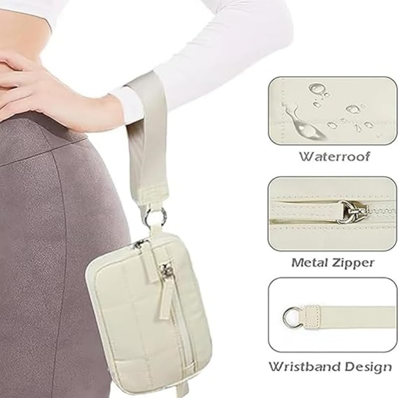 The Small Wallet 2nd Gen,Nylon Quilted Wristlet Wallets For Women,Fashion Lightweight Purse with 3 Zipper and ID Window2