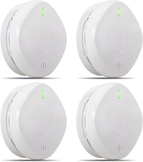 2 in 1 Air Quality Monitor Indoor, 10 Year Battery, LED Warning Light Indicators, White, 4 Pack