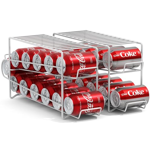 Sorbus Soda Can Rack Beverage Dispenser – Soda Can Organizer Dispenses 12 Standard Size 12oz Soda Cans - Can Organizer for Refrigerator Soda Can Dispenser Rack Organizer (2 Pack, White)