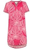 Gerundeter Saum GINA LAURA Damen Kleid, XL-Blättermuster, Streifenbündchen heckenkirsche XXL 725352 59-XXL