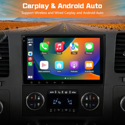 Image of Junsun 4Core 64GB ROM Car Radio Stereo for Chevy Silverado Tahoe GMC Sierra Yukon 2007-2013, Android 13 with CarPlay Android Auto Bluetooth GPS Navigation Backup Camera, 8 Inch IPS Touch Screen